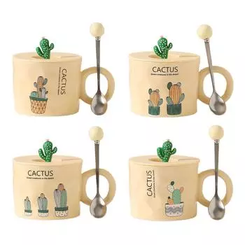 Кофейная кружка с пылезащитной крышкой, мультяшная кофейная чашка для горячего напитка эспрессо латте