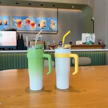 Кофейная кружка, стаканы 1250 мл с ручкой, изолированные кружки с крышками и трубочками, автомобильная чашка с вакуумной изоляцией, дорожные стаканы для кофе 1250ML