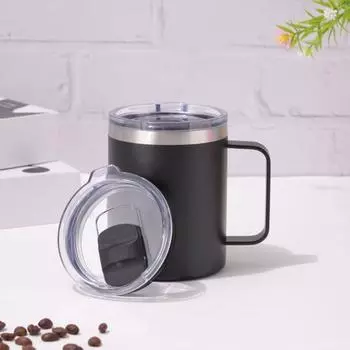 Кофейная кружка Yousheng с крышкой-ручкой, 12 унций, нержавеющая сталь, термокружка, настенная, дорожная, устойчивая к поту, кружка для кемпинга