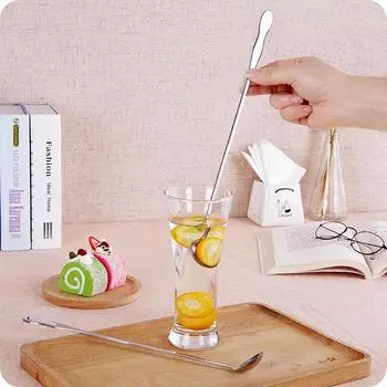 Кофейная ложка Длинная ложка для смешивания Длинная ручка Ложка Креативная 1 шт Кухонные аксессуары Круглая ложка для меда из нержавеющей стали Ручная работа Small