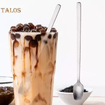 Кофейная ложка Длинная ручка Перемешивание Гальваническая плита Прочный кухонный инструмент из нержавеющей стали серебряный