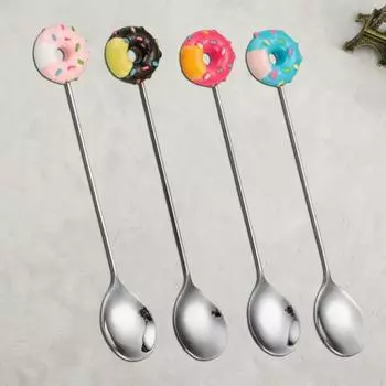 Кофейная ложка из нержавеющей стали с длинной ручкой, десертные ложки для перемешивания, креативные нержавеющие чайные ложки с героями мультфильмов для домашнего ресторана розовый