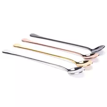 Кофейная ложка из нержавеющей стали с длинной ручкой, кухонные ложки для мороженого, чая, медового супа ярко-розовый