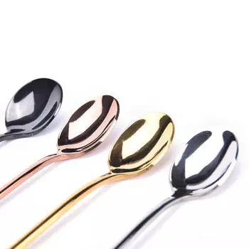 Кофейная ложка из нержавеющей стали с длинной ручкой, кухонные ложки для мороженого, чая, медового супа ярко-розовый