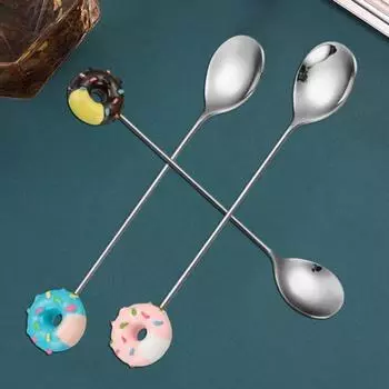 Кофейная ложка из нержавеющей стали с длинной ручкой, десертные ложки для перемешивания, креативные нержавеющие чайные ложки с героями мультфильмов для домашнего ресторана розовый