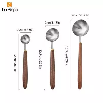 Кофейная ложка Leeseph из нержавеющей стали с ручкой из орехового дерева, для кофейной гущи, листового чая, сахара, специй, кухонных принадлежностей