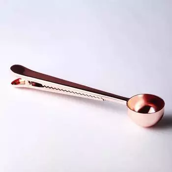 Кофейная ложка Мерная ложка Кофейные зерна Кофейный порошок Зажим для запечатывания Мерная ложка Кофейная утварь Ложка для зерен Количественная ложка Мерная ложка 1PCS розового золота