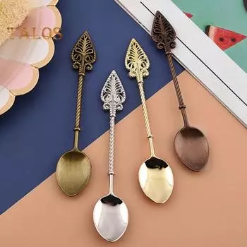 Кофейная ложка, многофункциональная винтажная изысканная десертная ложка с антипригарным покрытием, товары для дома бронзовый/красный