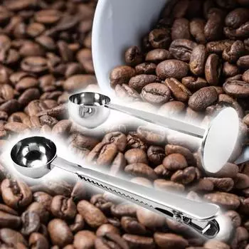 Кофейная ложка нержавеющая прочная нержавеющая сталь мерная ложка для кофе с зажимом для мешка с кофейным порошком 2