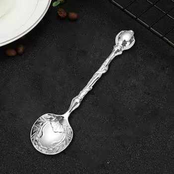 Кофейная ложка, резная чайная ложка, винтажная европейская дворцовая посуда, десертные ложки для кухни, столовой, бара, магазинов молока, чая, смешивания коктейлей серебряный