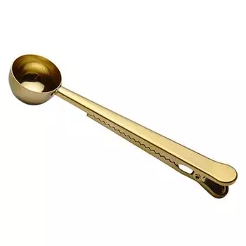 Кофейная ложка с зажимом, многофункциональная кофейная ложка для запечатывания пакетов (Золото)