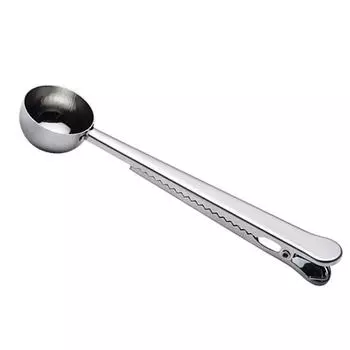 Кофейная ложка с зажимом, многофункциональная кофейная ложка для запечатывания пакетов (Серебряный)