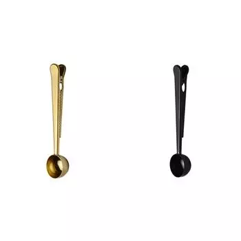 Кофейная ложка с зажимом, многофункциональная кофейная ложка для запечатывания пакетов (Золото)