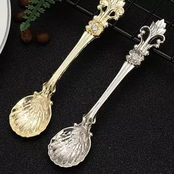 Кофейная ложка в стиле ретро, многофункциональная кофейная ложка из цинкового сплава, широкое применение, антипригарная кофейная ложка, десерты коричневый