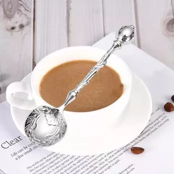 Кофейная ложка Yousheng, резная чайная ложка, винтажная европейская дворцовая посуда, десертные ложки для кухни, столовой, бара, магазинов молока, чая, смешивания коктейлей серебряный