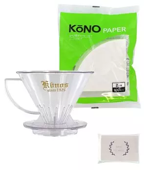 Кофейная воронка MDK-21 в стиле KONO, кофейный фильтр MD-25 в комплекте (для 1-2 человек) Оригинальное бумажное полотенце (8 листов, сложенных в 4 листа)