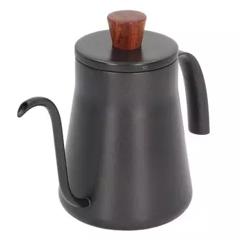 Кофейник для капельного заваривания объемом 400 мл, удлиненный кофейник, кофейник из нержавеющей стали с черным лебединым горлышком, для наливания в кофейник с крышкой, тонкий носик