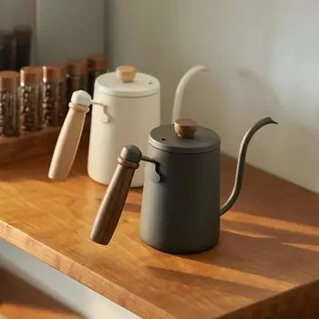 Кофейник для заваривания кофе 600 мл с ручкой из цельного дерева, нержавеющая сталь 304, толстое покрытие, устойчивый бытовой кофейник с контролем воды