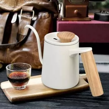 Кофейник из нержавеющей стали с изогнутой шеей, матовый белый кофейник, капельный кофейник, чайник для заваривания кофе