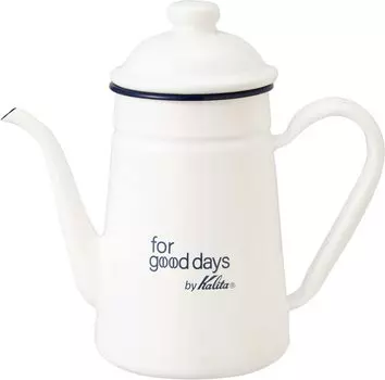 Кофейник Kalita Enamel White 1000 мл Open Fire Made in Japan ForGoodDays Drip Pot Drip Kettle Coffee Kettle Kettle Coffee Shop Cafe Camping Outdoor