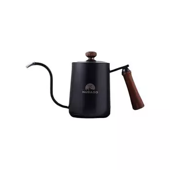 Кофейник NUBAGO IH, совместимый с прямым огнем, галогенный капельный кофейник с узким горлом, 600 мл, капельный чайник из нержавеющей стали, стильный походный чайник чёрный