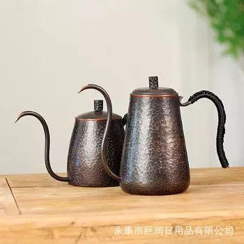 Кофейник ручной работы из чистой меди, узкий горшок из красной меди, ручная мойка, милый чайник для кемпинга, чайник для заваривания чая 500ML Antique-style Coffe