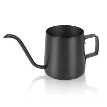 Кофейник Smilemoon Mini Drip Coffee Kettle с узким горлышком из нержавеющей стали 250 мл с носиком-гусиной шеей, портативный, для подвешивания на ухо, легко наливать, черный
