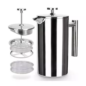 Кофейник, вспениватель молока, кофеварка френч-пресс из нержавеющей стали, серебристый, 350 мл(11,84 унции), 800мл(27,05 унций) 350ml