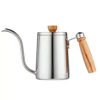 Кофейник Yoseka с деревянной ручкой, капельный чайник 600 мл, весы с крышкой, походный капельный чайник из нержавеющей стали, черный, с узким горлом, с функцией памяти