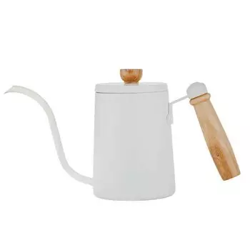 Кофейник Yoseka с деревянной ручкой, капельный чайник 600 мл, весы с крышкой, походный капельный чайник из нержавеющей стали, черный, с узким горлом, с функцией памяти