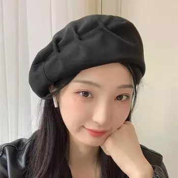 Кофейно-каштановый сердечко складки большие облака показать лицо маленький берет женский осенне-зимний шерстяной ретро шляпа художника прилив M56-58cm