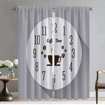Кофейное время Тюль для спальни Перегородка Современные шторы для гостиной 2 шт. Шторы для окон Шторы для домашнего интерьера Камера W50xH70cmx2pcs-CL