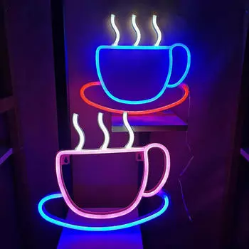 Кофейня Светодиодная неоновая вывеска Фоновая лампа Приветственный ночник Моделирующие огни День святого Валентина white Blue Red