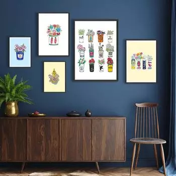 Кофейные чашки, цветы, картины на холсте, путешествия по Нью-Йорку, современные скандинавские настенные художественные плакаты 21cm30cm NoFrame