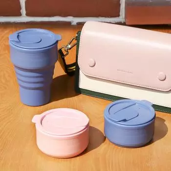 Кофейные чашки для путешествий на открытом воздухе Портативные чашки для путешествий Телескопические складные силиконовые чашки с карманными чашками с крышкой. 16oz(375ml) чёрный