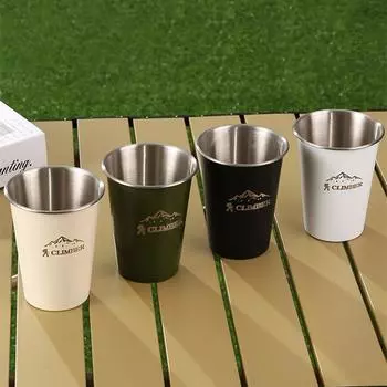 Кофейные чашки из нержавеющей стали 304, переносная походная пивная кружка, дорожная кружка для молока и вина, прочная посуда для пикника 350ml белый