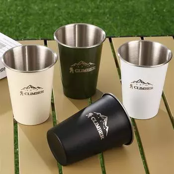 Кофейные чашки из нержавеющей стали 304, переносная походная пивная кружка, дорожная кружка для молока и вина, прочная посуда для пикника 350ml белый