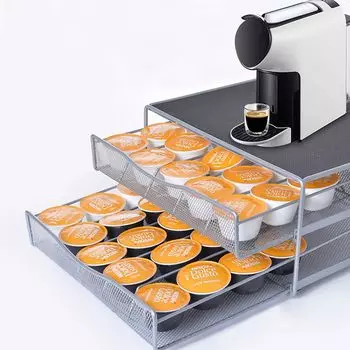 Кофейные капсулы Dolce Gusto Эксклюзивный держатель капсул 5 рядов подставка для кофейных капсул стеллаж для хранения экономит место на кухне выдвижной ящик для хранения серебряный