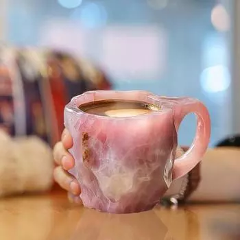 Кофейные кружки, искусственный хрусталь, минеральная кофейная кружка, 11 унций, смоляная чайная кружка для домашнего офиса, термокружка для питья из искусственного хрусталя, подарок для любителей кофе розовый