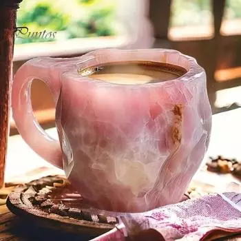 Кофейные кружки, искусственный хрусталь, минеральная кофейная кружка, 11 унций, смоляная чайная кружка для домашнего офиса, термокружка для питья из искусственного хрусталя, подарок для любителей кофе розовый