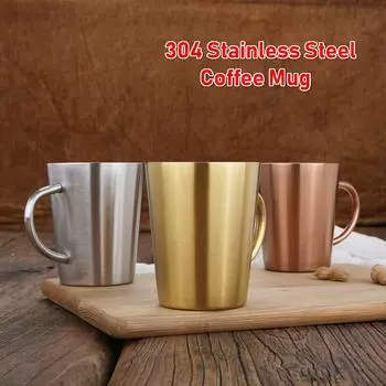 Кофейные кружки из нержавеющей стали с ручкой, чашки для питья с двойной изоляцией стенок, серебристый/золотой/розовый серебряный