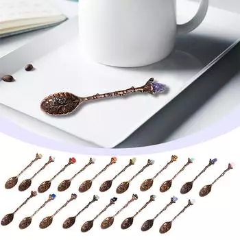 Кофейные ложки из натурального хрусталя с винтажной резьбой, креативная десертная ложка для размешивания One Size