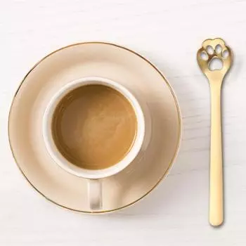 Кофейные ложки с кошачьим когтем, полая чайная ложка из нержавеющей стали, дизайн с кошачьей лапой, которую можно мыть в посудомоечной машине золотистый