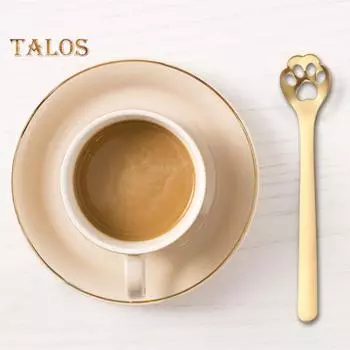 Кофейные ложки с кошачьим когтем, полая чайная ложка из нержавеющей стали, дизайн с кошачьей лапой, можно мыть в посудомоечной машине, безопасная ложка для чая, кофе, мороженого, десерта розового золота