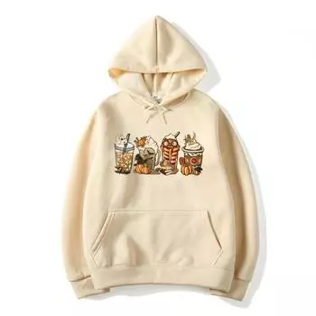 Кофейные толстовки ужасов на Хэллоуин HP Wizard Fall Coffee Sweatshirt Pumpkin Spice Hoodie Women Graphic Hoodies Coffee Lover Clothes S чёрный