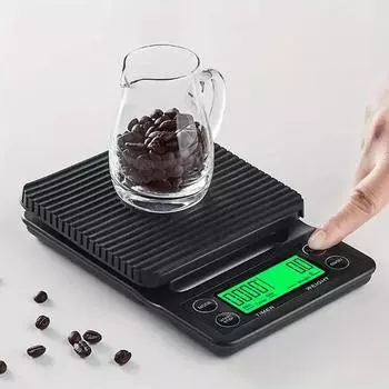 Кофейные весы Электронные цифровые кухонные весы с таймером Портативные высокоточные ЖК-электронные весы Кухонные принадлежности