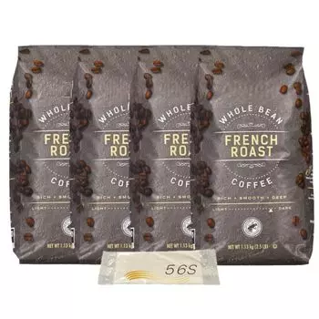 Кофейные зерна Costco Kirkland, французская обжарка, кофе французской обжарки, 2 кг или больше, цельные зерна, горькая темная обжарка, большая емкость, 4 пакета продано