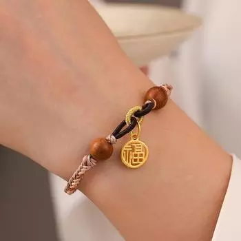 Кофейный цвет полые бусины из сандалового дерева бренда Fu Hand Rope женские летние национальные бусины из сандалового дерева плетеные вручную простые повседневные ювелирные изделия для поездок на работу