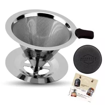 Кофейный фильтр-капельница из нержавеющей стали [инструкция на японском языке и чистящая губка включены] Кофейный фильтр-капельница без бумаги с двухслойной сеткой