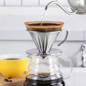 Кофейный фильтр Легко хранить Прочный компактный универсальный многоразовый капельный конусный кофейный фильтр для кофе L